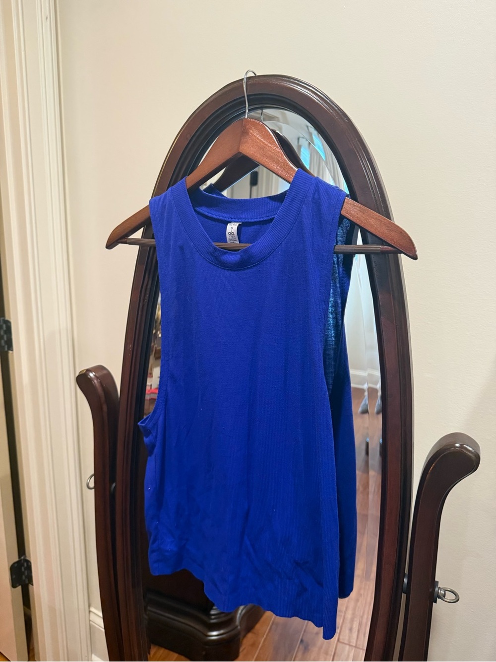 ALO Yoga Electric Blue Sleeveless Ribbed Tank Top, Size S